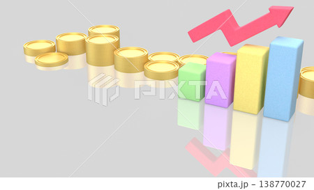 Colorful Financial Growth Bar Chart With Rising Profit Arrow Concept 3d render. Colorful Financial Growth Bar Chart With Rising Profit Arrow Concept 3d render. 138770027