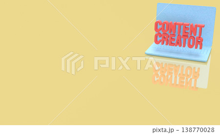 Creative Content Creator Concept Displayed On Modern Laptop Screen 3d render. 138770028