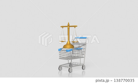 Digital Documents And Legal E commerce Concept With Shopping Cart And Balance Scale 3d render. 138770035