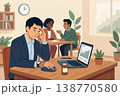 業務に悩む会社員を描いたビジネスイラスト 138770580