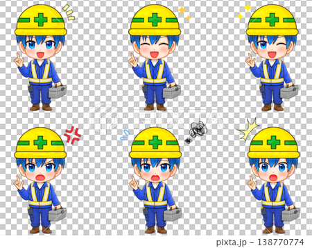 工事現場の作業員男性のイラスト素材セット 138770774