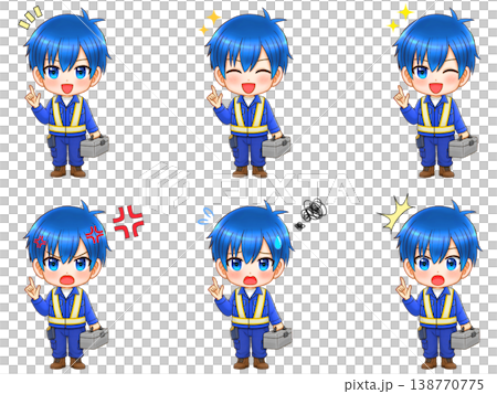 工事現場の作業員男性のイラスト素材セット2 138770775