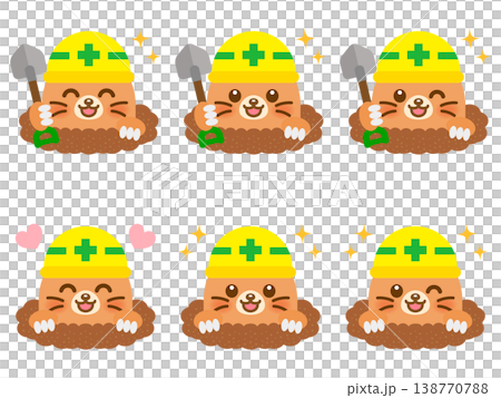 頭盔和鼴鼠插圖套裝 2 138770788