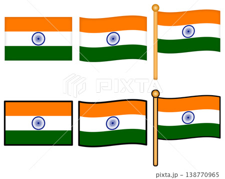 インドの国旗のイラスト素材セット インドの国旗のイラスト素材セット 138770965