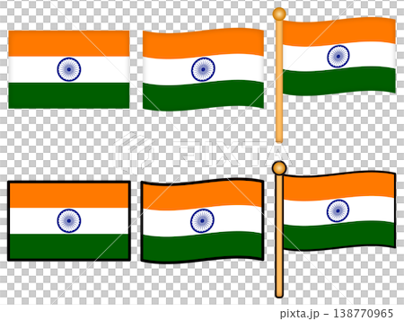 インドの国旗のイラスト素材セット インドの国旗のイラスト素材セット 138770965