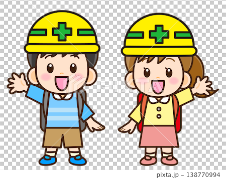 ヘルメットをした小学生の子供のイラスト素材 ヘルメットをした小学生の子供のイラスト素材 138770994