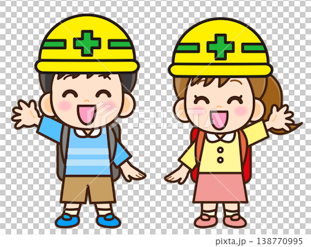 ヘルメットをした小学生の子供のイラスト素材2 138770995