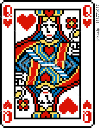 Pixel Art Queen of Hearts Playing Card Design Pixel Art Queen of Hearts Playing Card Design 138771057