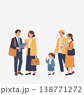 家族とビジネスパーソンのシンプルなライフスタイルイラスト（家庭人物与商务人士日常生活方式简约插画） 138771272