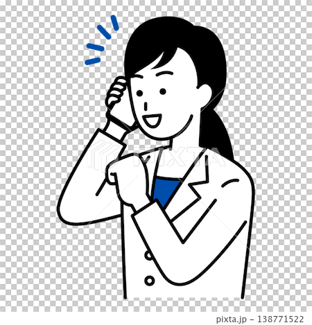 スマホでの会話で喜ぶ女性医師 138771522