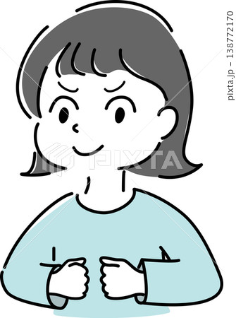 笑顔の女性のシンプルイラスト（情熱・やる気・モチベーション・ポジティブ・人物素材） 138772170