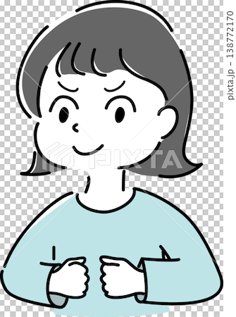 笑顔の女性のシンプルイラスト（情熱・やる気・モチベーション・ポジティブ・人物素材） 138772170
