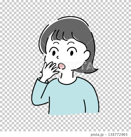 口に手を当てて驚く女性のシンプルイラスト(発見・驚き・ポイント・解決・人物素材) 口に手を当てて驚く女性のシンプルイラスト(発見・驚き・ポイント・解決・人物素材) 138772965