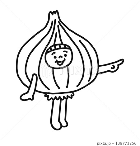 玉ねぎの着ぐるみを着た人物　線画 138773256
