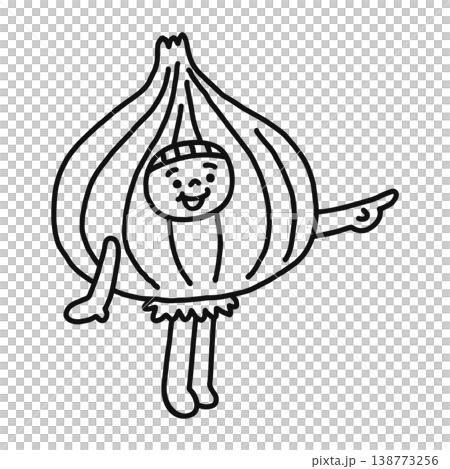 玉ねぎの着ぐるみを着た人物　線画 138773256