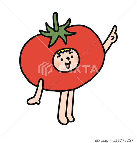 トマトの着ぐるみを着た人物　指差し 138773257