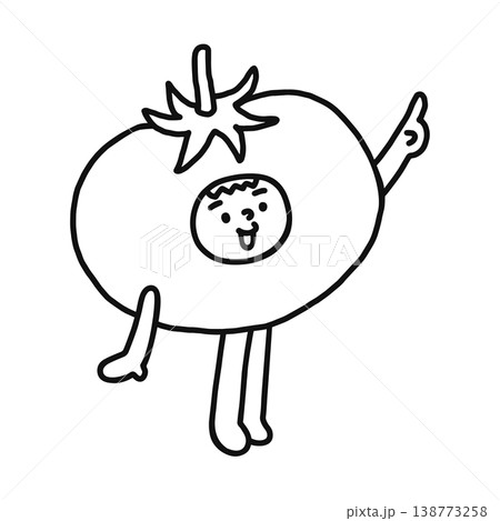 トマトの着ぐるみを着た人物　線画 138773258