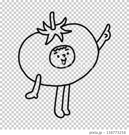 トマトの着ぐるみを着た人物　線画 138773258