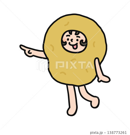 ジャガイモの着ぐるみを着た人物　指差し 138773261