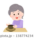陶芸をする高齢者の女性　イラスト 138774234