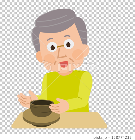 一位老人在製作陶器（插圖） 138774235