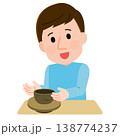 陶芸をする男性　イラスト 138774237