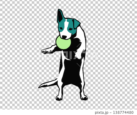 Stencil-style silhouette illustration of a dog jumping and playing 138774480