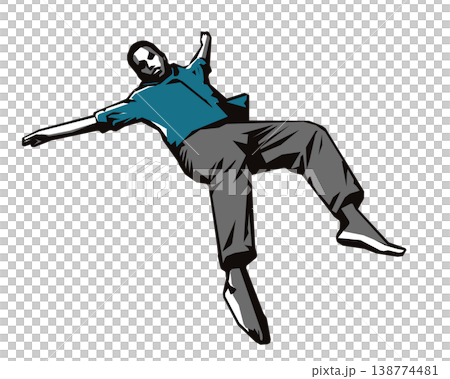 Stencil-style silhouette illustration of a jumping man Stencil-style silhouette illustration of a jumping man 138774481