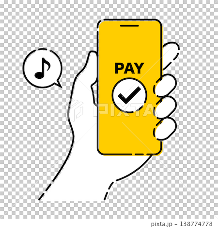 A simple vector illustration of a cashless payment system with an authentication checkmark displayed for smartphone payments. A simple vector illustration of a cashless payment system with an authentication checkmark displayed for smartphone payments. 138774778