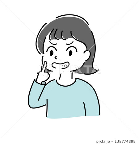 人差し指を口に当ててニヤリと笑う女性のイラスト(企み・悪戯・ドッキリ・秘密・人物素材) 人差し指を口に当ててニヤリと笑う女性のイラスト(企み・悪戯・ドッキリ・秘密・人物素材) 138774899