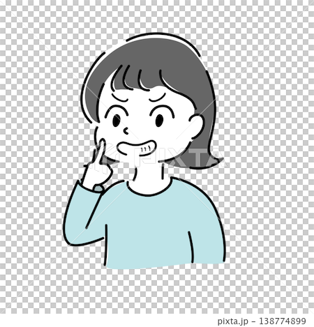 人差し指を口に当ててニヤリと笑う女性のイラスト(企み・悪戯・ドッキリ・秘密・人物素材) 人差し指を口に当ててニヤリと笑う女性のイラスト(企み・悪戯・ドッキリ・秘密・人物素材) 138774899