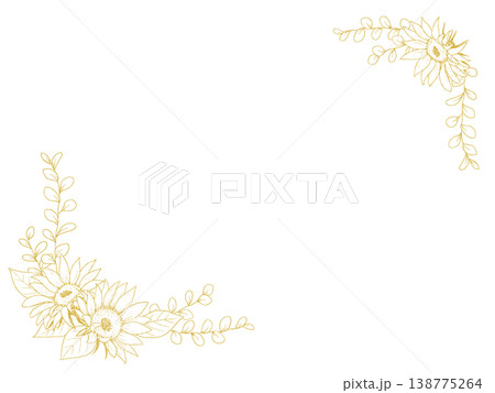 レトロなひまわりのペン画のフレーム 138775264