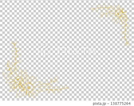 レトロなひまわりのペン画のフレーム 138775264