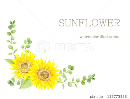 水彩で描いたひまわりのコーナー装飾 水彩で描いたひまわりのコーナー装飾 138775338