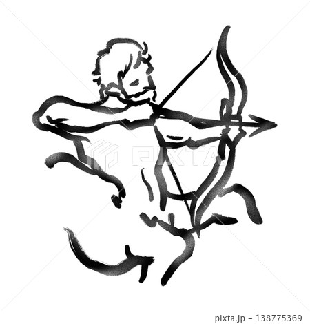 いて座の線画（筆書ざらざら質感） 138775369