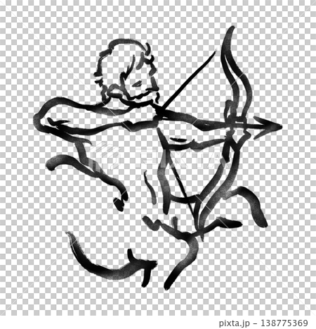 いて座の線画（筆書ざらざら質感） 138775369