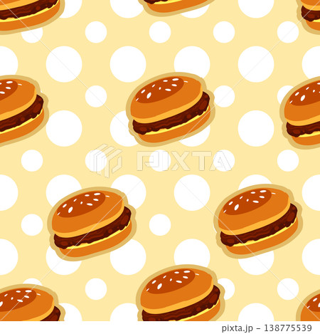 burger seamless pattern fast food background cartoon hamburger illustration repeat design for textile wallpaper and wrapping paper burger seamless pattern fast food background cartoon hamburger illustration repeat design for textile wallpaper and wrapping paper 138775539