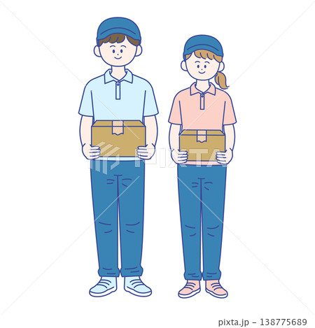 男女の配達員全身イラスト 138775689