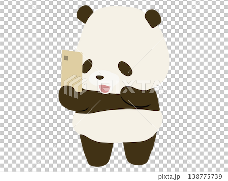 一隻微笑的熊貓正在自拍 138775739