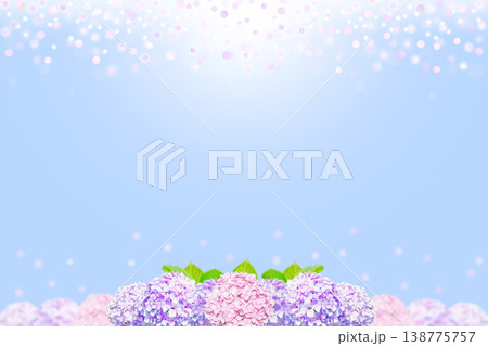 紫色とピンク色のアジサイの花、雨の背景イラスト 紫色とピンク色のアジサイの花、雨の背景イラスト 138775757