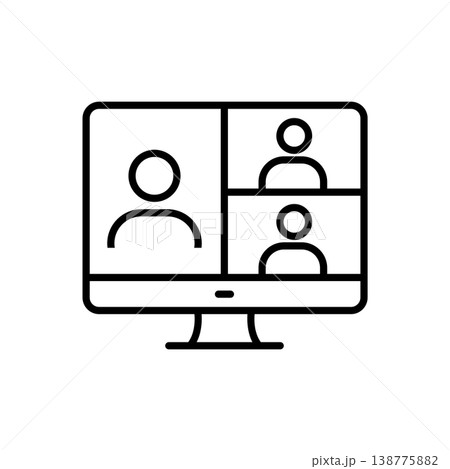 Group Video Call Desktop Monitor Icon 138775882