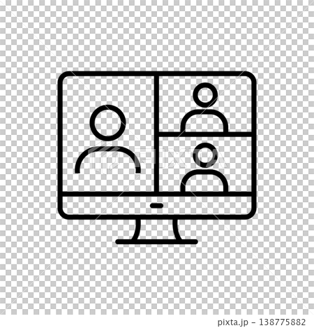 Group Video Call Desktop Monitor Icon 138775882