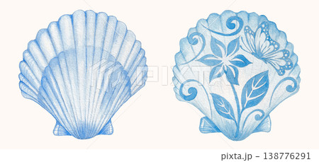 shell watercolor illustration seashell beach ocean soft pastel clipart 138776291