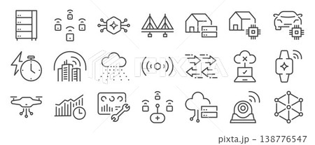 Edge computing icon set. It includes server, cloud, online, IoT, and more icons. 138776547