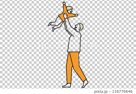 一位父親將孩子高高舉起。 138776646