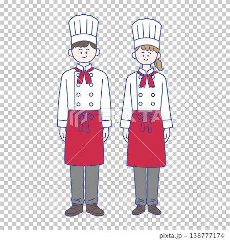 男女廚師的全身插圖 男女廚師的全身插圖 138777174