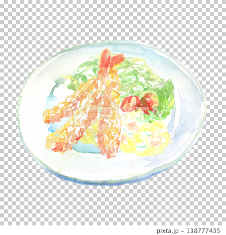 Watercolor illustration of fried shrimp 138777435