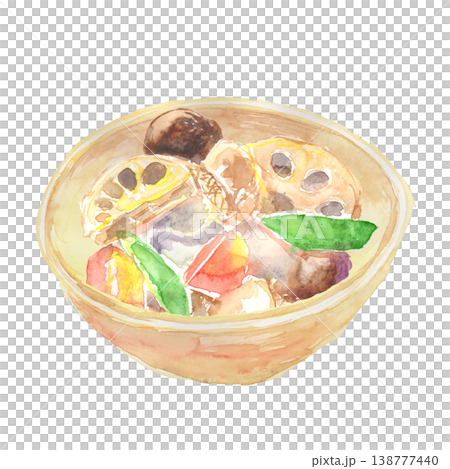 Watercolor illustration of Chikuzen-ni (a Japanese simmered dish) - Japanese side dish 138777440