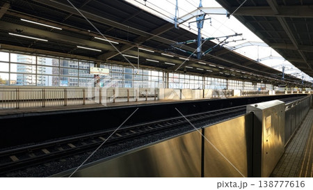 Modern Japanese Shinkansen bullet train platform at Atami Station. Modern Japanese Shinkansen bullet train platform at Atami Station. 138777616