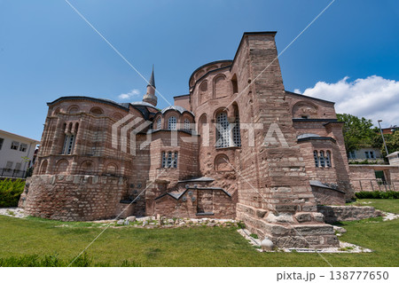 Exterior of Kariye Mosque, formerly Chora Church, under blue sky in Istanbul, Turkey Exterior of Kariye Mosque, formerly Chora Church, under blue sky in Istanbul, Turkey 138777650